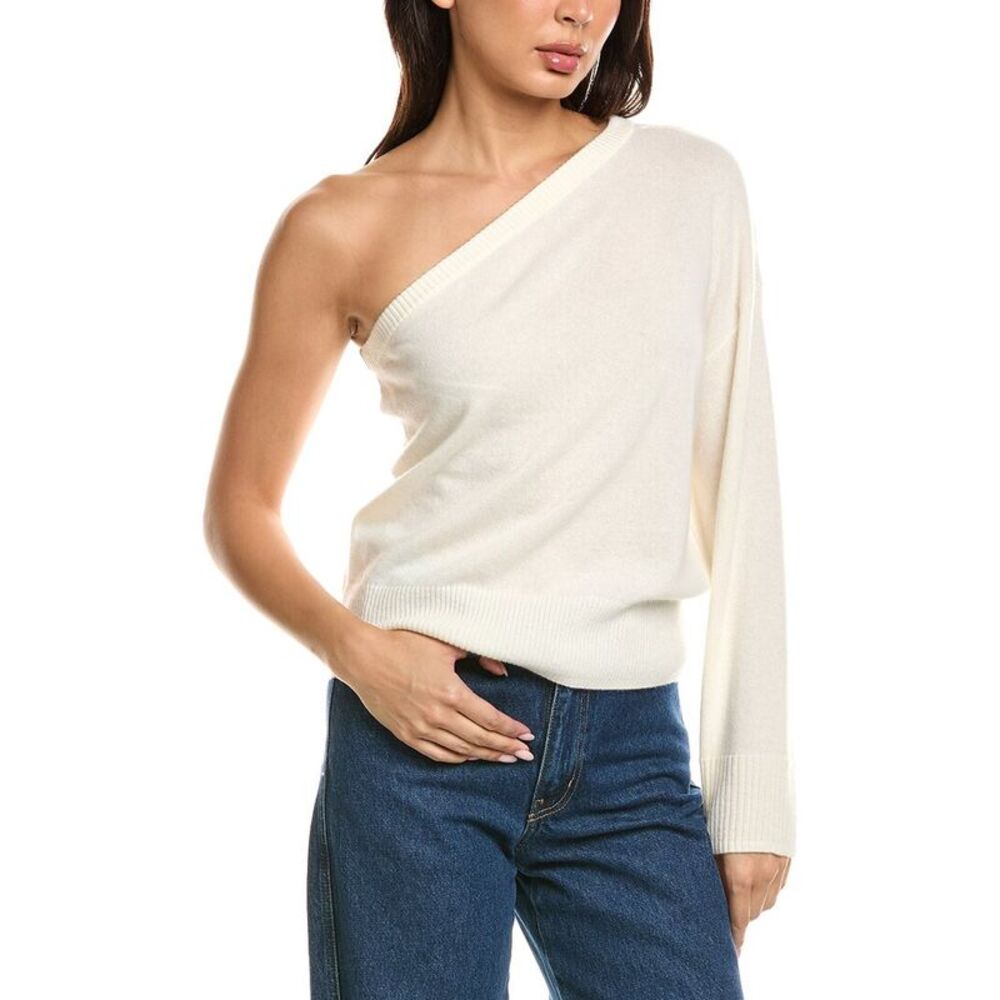 The Cashmere Project Womens  One-Shoulder 100% Cashmere Top, White